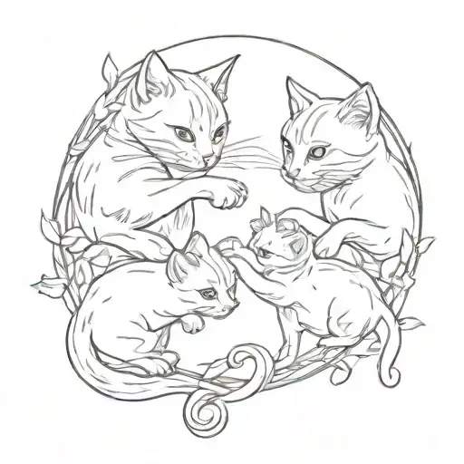 Cats Holding Hands In A Circle