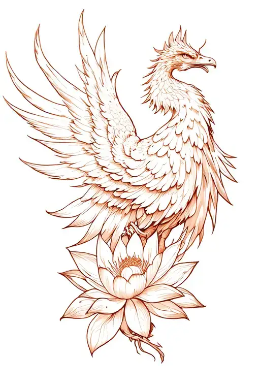 Phoenix Rising From Lotus Flower