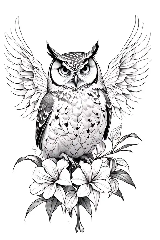 Owl With Gladiolus