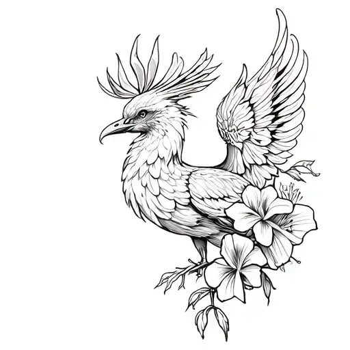 Phoenix With Gladiolus Flowers