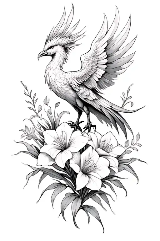 Phoenix Rising From Gladiolus Flowers