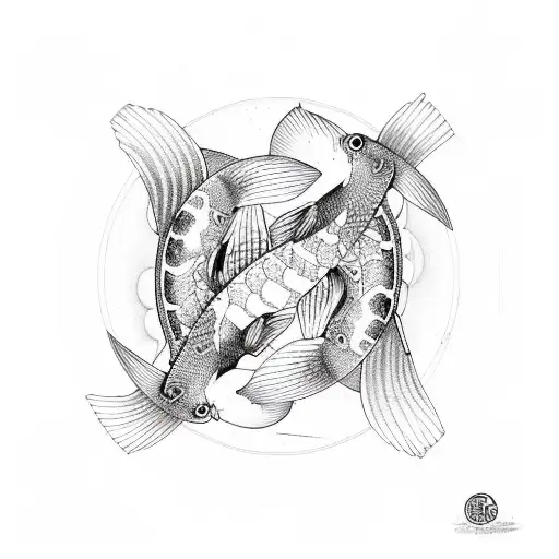 Yin And Yang Koi Fish Swimming Anti-clockwise