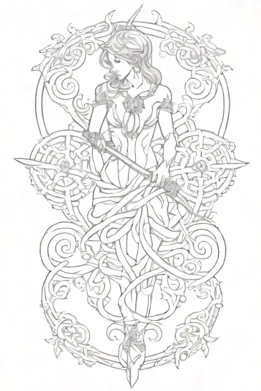 Female Body Figure Holding Sword