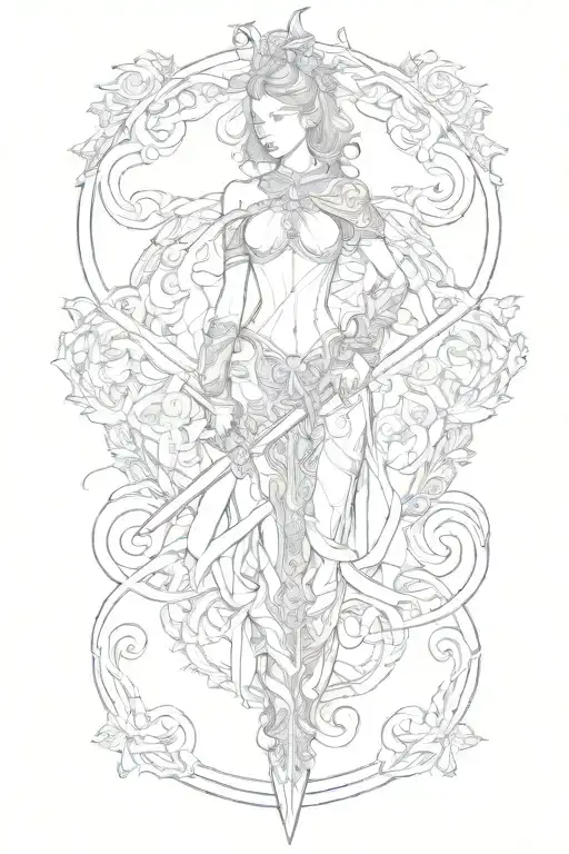 Female Body Figure Holding Sword