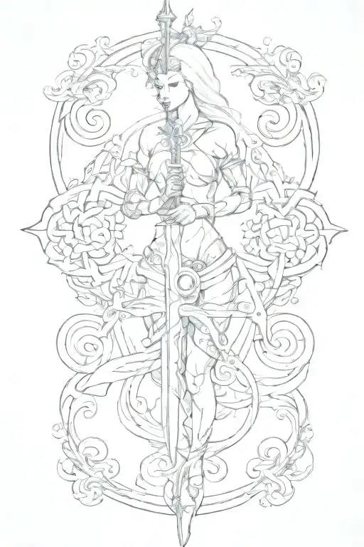 Female Body Figure Holding Sword