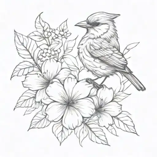 A Tattoo Of A Bird And A Flower