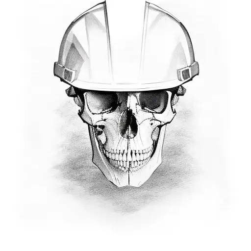 Us Army Skull With Hardhat Black And Grey With Blue Eyes
