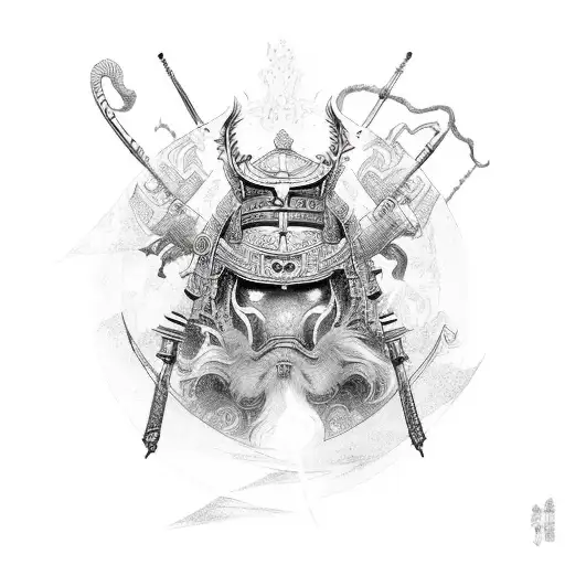 Japanese Samurai And Dragon