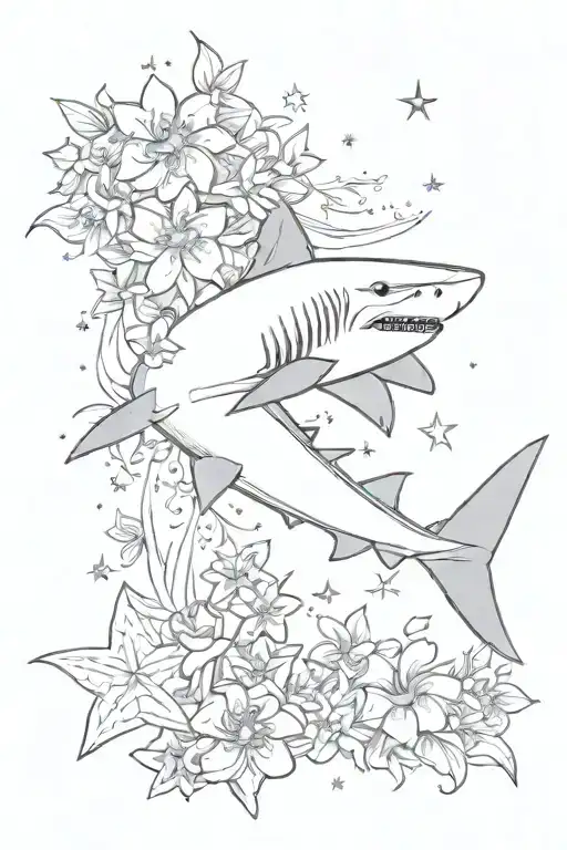 Shark And Stars And Flowers
