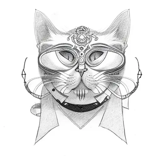 Cat Wearing Tengu Mask