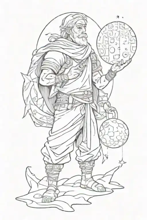 The Cartoon Character Holds The Moon Above Him In His Hands