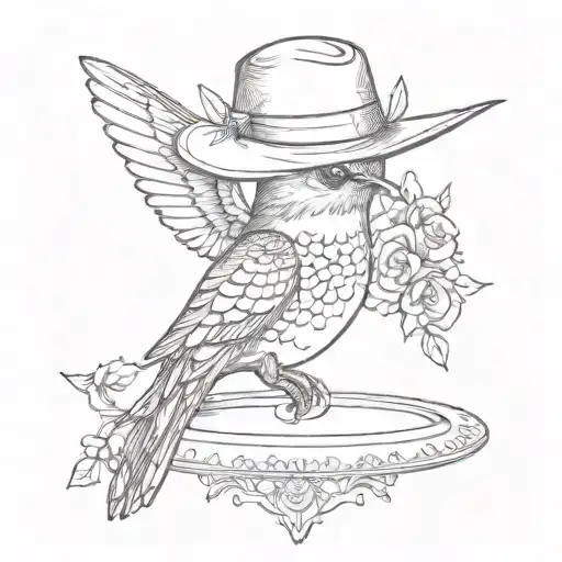 Hummingbird Wearing Floppy Hat