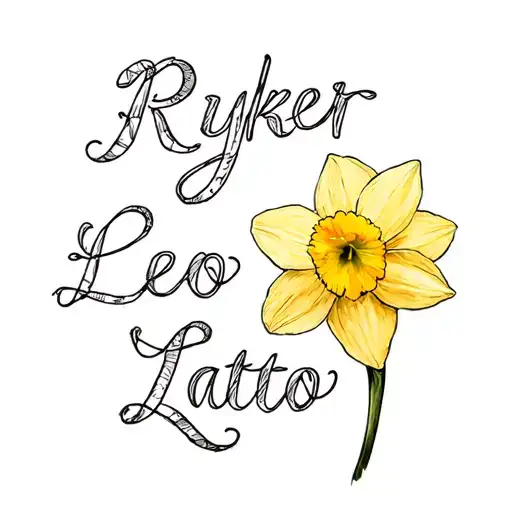 Words Ryker And Leo In Cursive & Daffodil