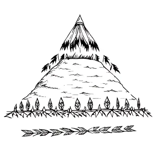 Indian Mound With Arrowheads Forming A Border