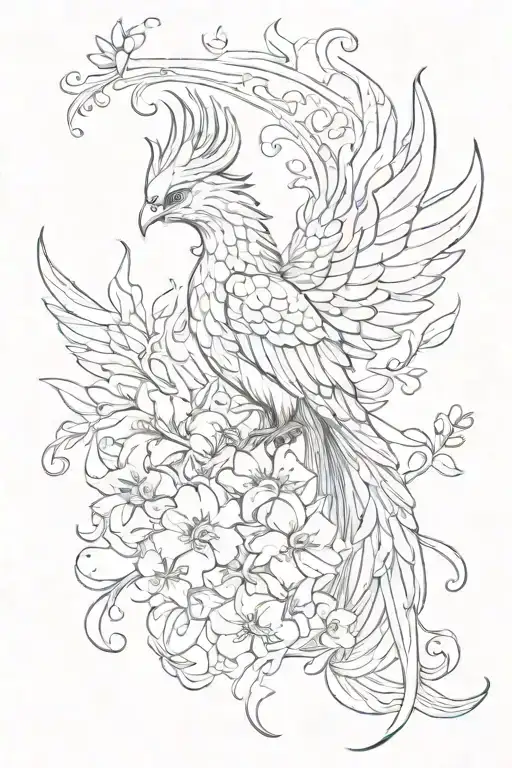 Whimsical Phoenix Rising With Lilly Of Valley Flower