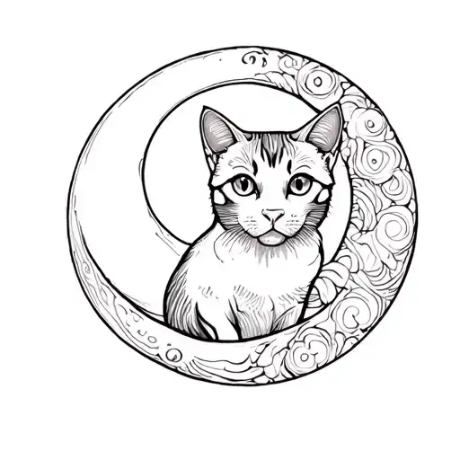 Cat And Moon