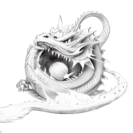 Dragon Breathing Fire On Ball Of Yarn