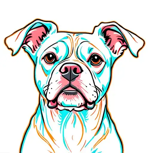 Fine Line Colorful Dog Front View Of Head