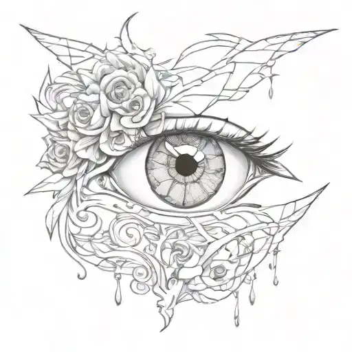 Half Broken Tattoo With Eyes Along