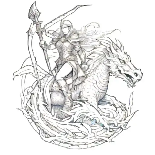 Elven Warrior On A Dragon