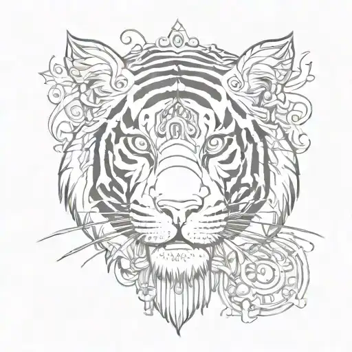 Tiger With Sacred Symbols Of Sabarimala And Ayyappan Incorporated Into Its Stripes