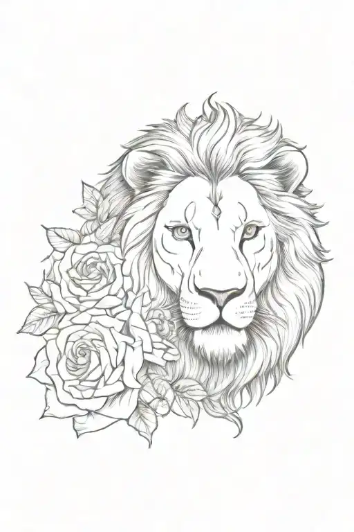 A Lion Holding A Rose In Its Mouth With Roman Numeral Clock Hands As Its Mane