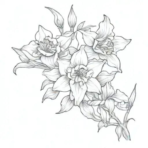 2 Lily Of The Valleys A Daffodil A Larkspur A Poppy And An Aster