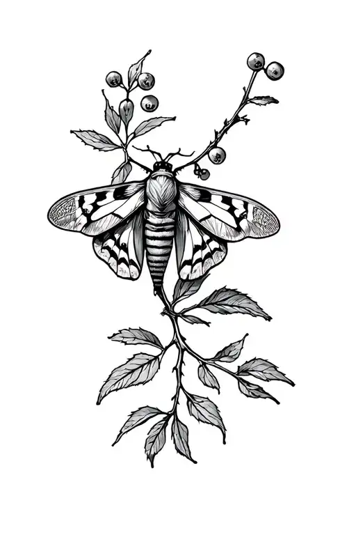 Moth On Saskatoon Berry Branch