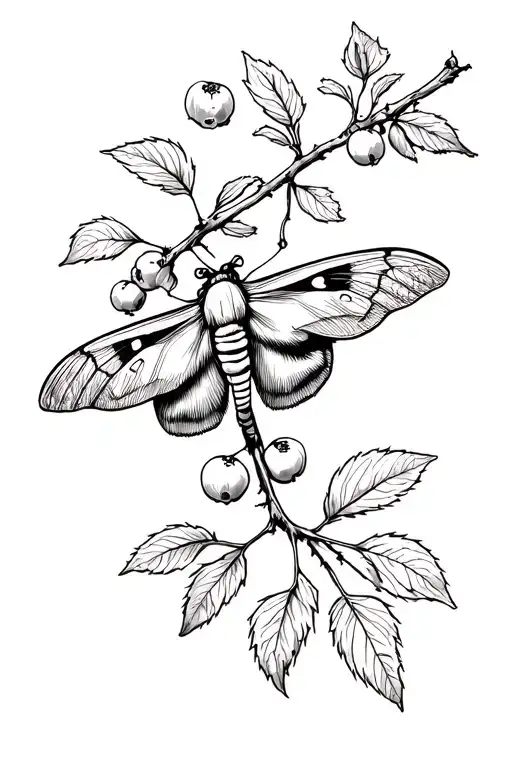 Moth On Saskatoon Berry Branch