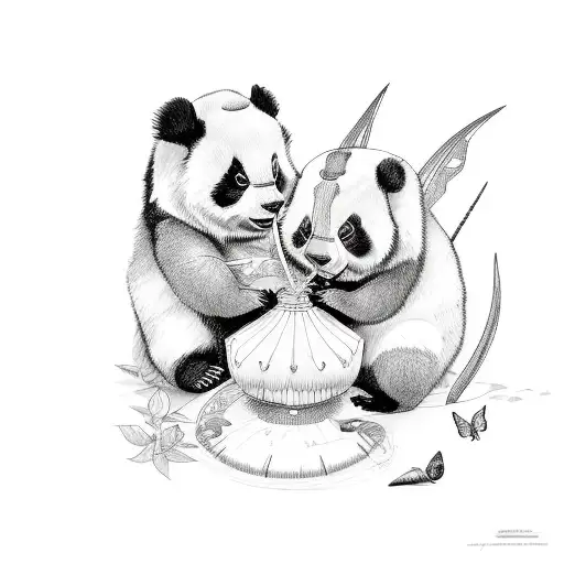 Borboleta Com Panda Fofo E Raposa