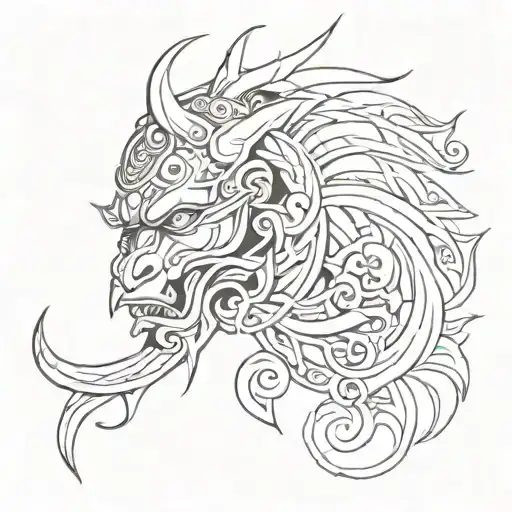 Asian Tribal Tattoo Line