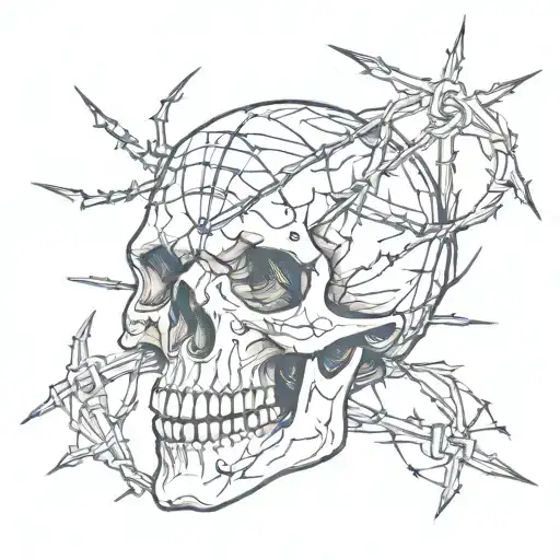 Skull With Barbed Wire