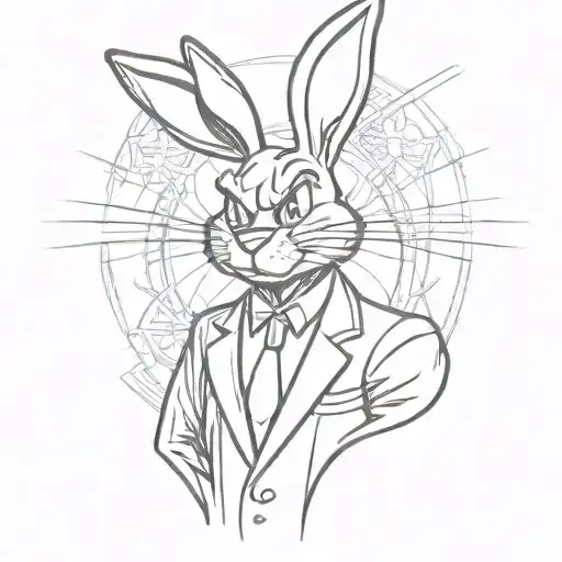 Bugs Bunny With A Black Suit And A Serious Look Like