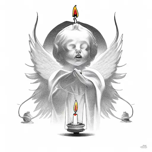 Angel Who Holds A Candle In His Hand So That It Does Not Go Out