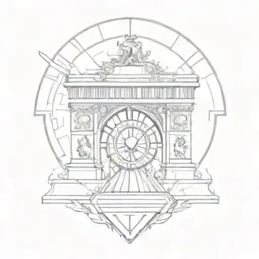 A Spartan Shield With The Arc De Triomphe In The Background