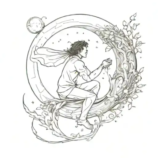 Man Asking The Moon For A Fairy To Appear