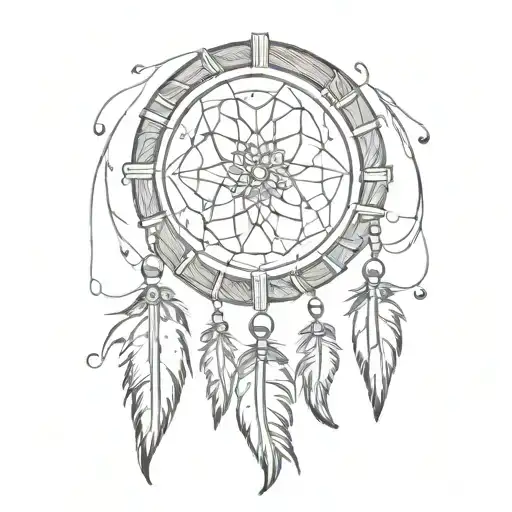 A Sketch-style Tattoo Of A Traditional Native American Dreamcatcher