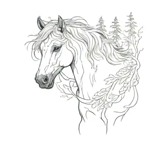 Small Coverup Tatoo With Norwegian Forest And A Horse