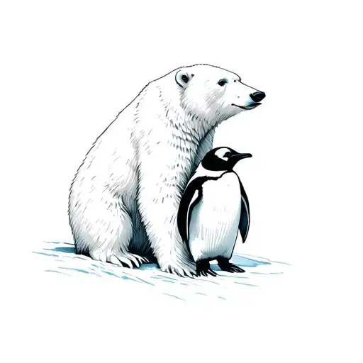 Polar Bear And Penguin Tattoo Design