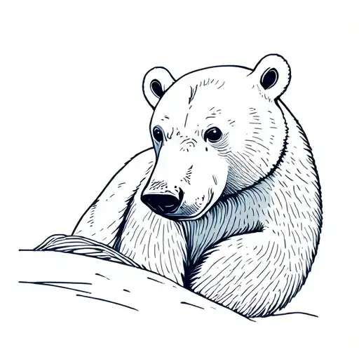 Simple Thin Line Polar Bear And Penguin Tattoo Design