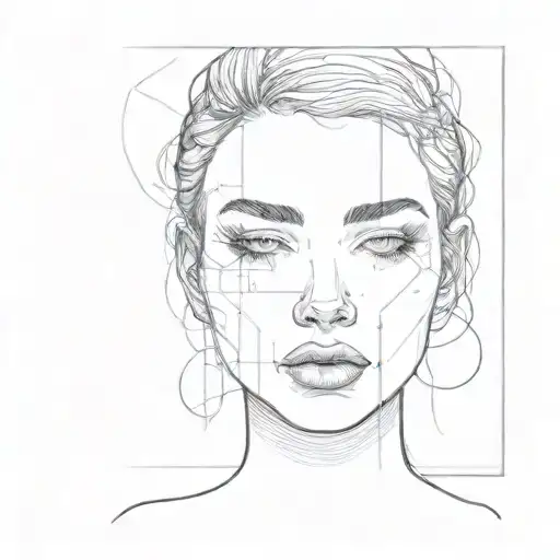 Simplistic Fine Line Woman Face With Ideas Coming Out Of Unrealistic Brain