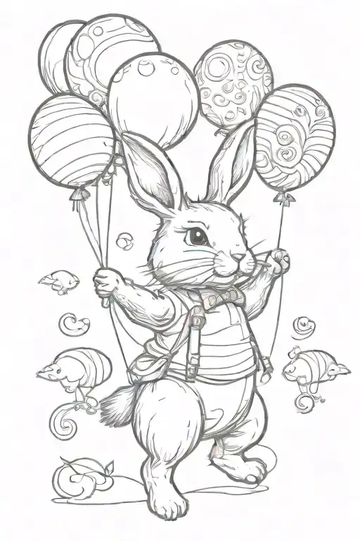 Bunny Holding Balloon Floating
