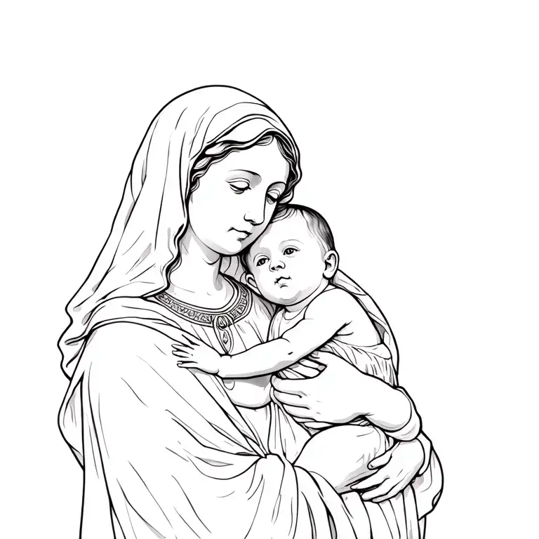 Mother Mary Holding Baby Boy