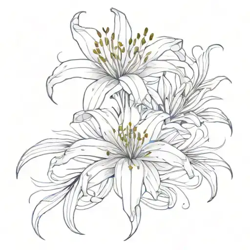 A Video Game-inspired Tattoo Of A Spider Lily With Intricate Pixel Art Details