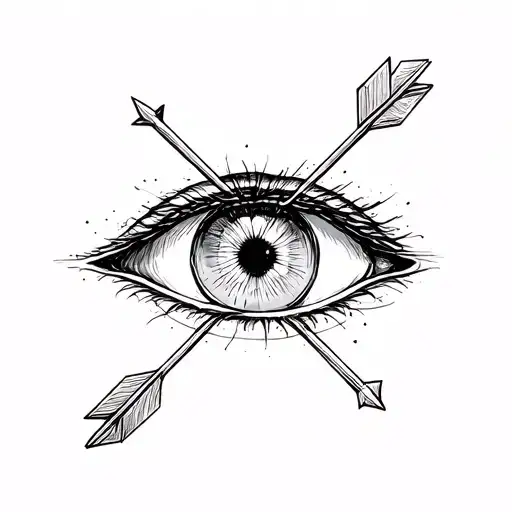 An Eye With Two Arrows Pointing In Different Directions