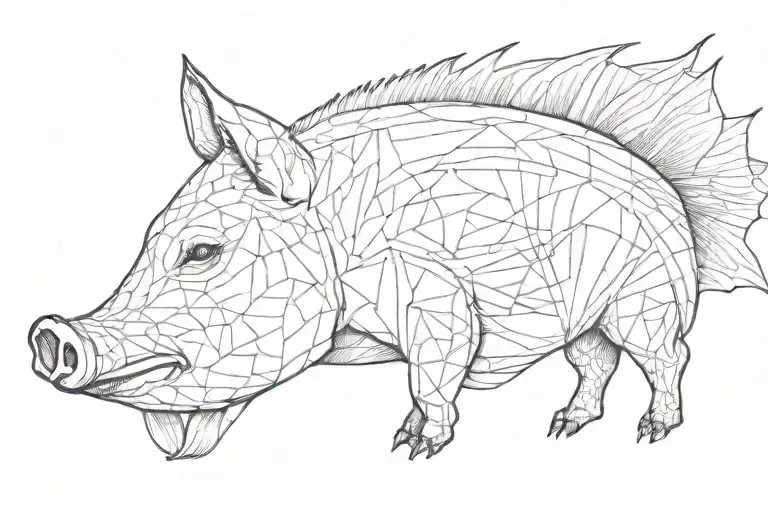 Fish Head Pig Body Minimalist