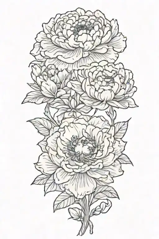 A Marigold And A Peony And A Narcissus Flower