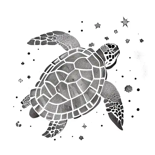 Turtle In A Galaxy With A Lot Of Stars