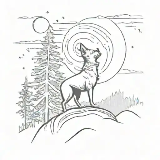 A Silhouette Of A Chihuahua Howling At The Moon In A Forest