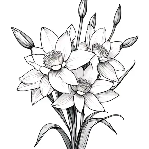 Narcissus Flower And Water Lily Flower Bouquet